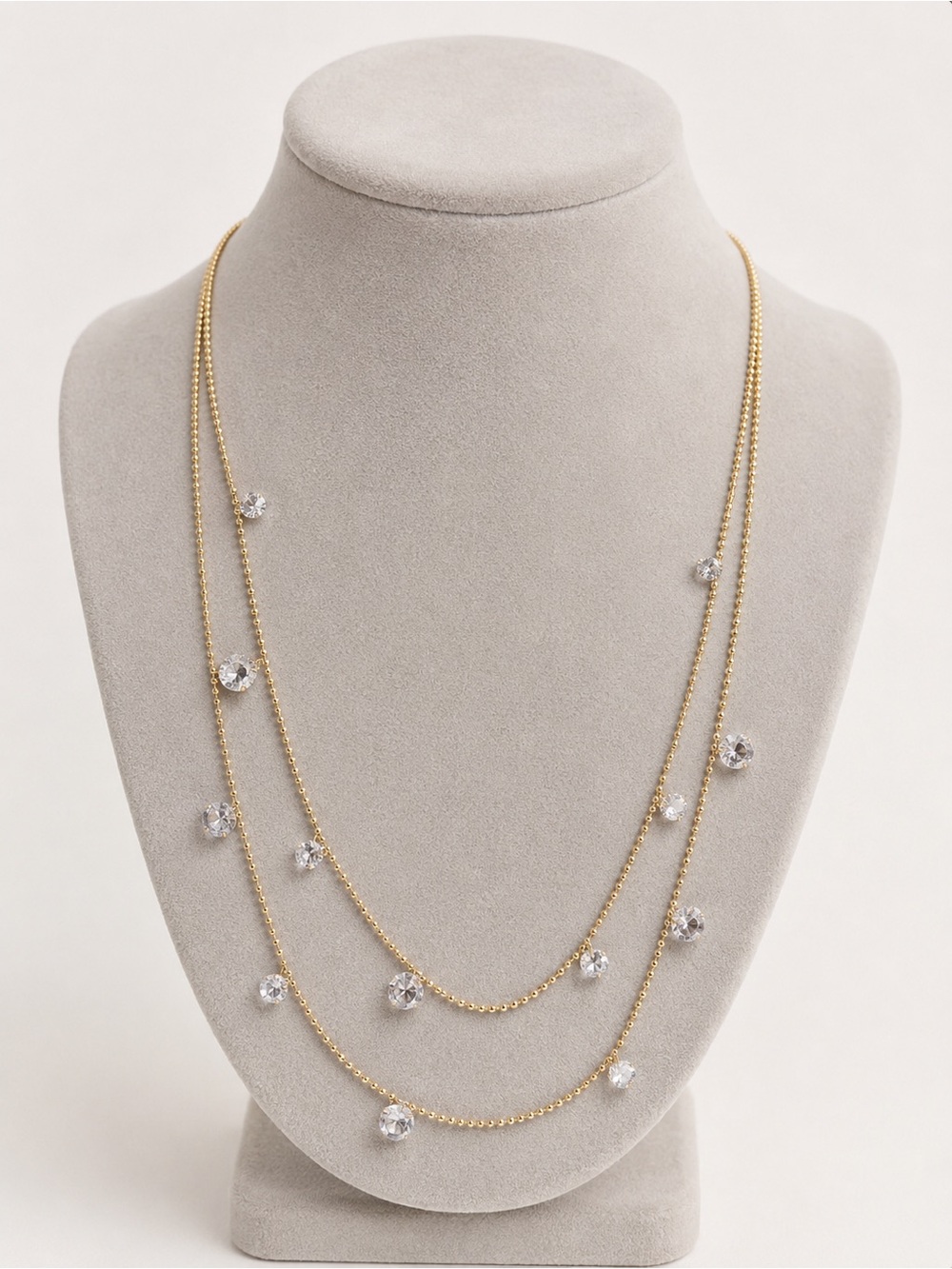 Nordstrom Gold Layered Necklace with Clear Crystal Drops